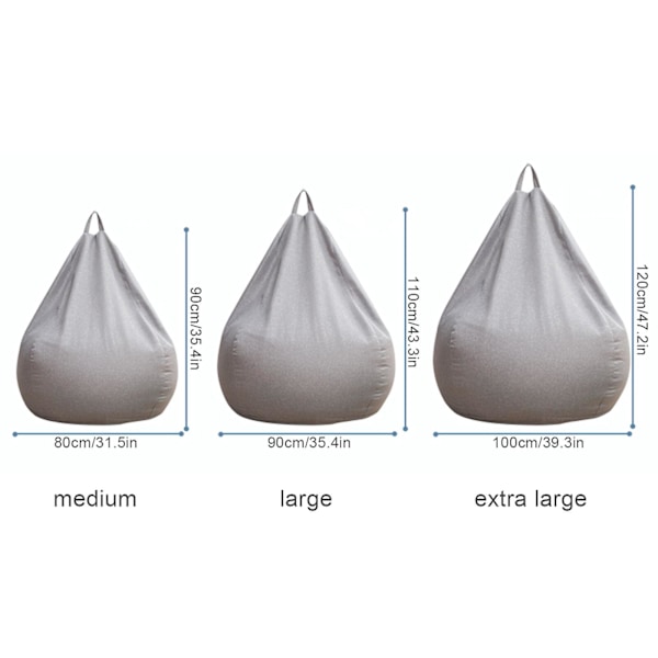 Inomhus/Utomhus Vuxen Beanbag Gaming Stol Extra Stor Beanbag Överdrag Grå Gray 500g