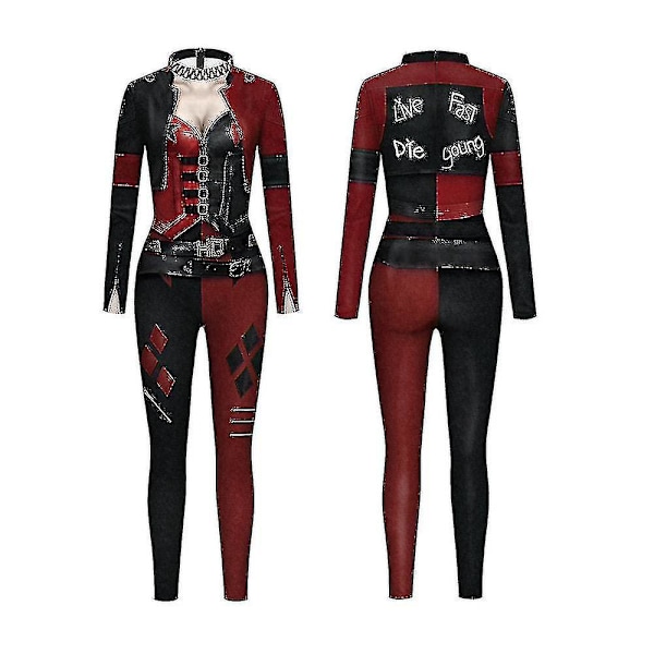 Dam Harley Quinn Kostume Klassisk Harley Quinn Halloween Cosplay Kostume Jumpsuit S