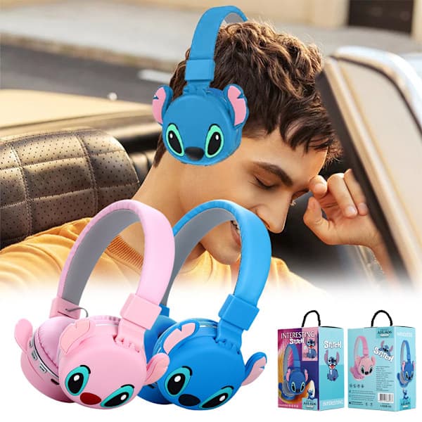 Lilo & Stitch Bluetooth-hörlurar för barn med mjuka öronkuddar, blå [JUN] Blue