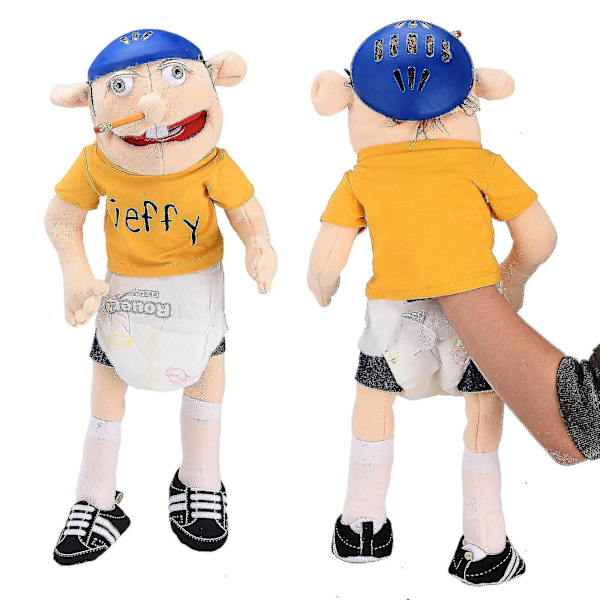 50 % tilbud 60 cm Jeffy Puppet Jeffy hånddukke Plysjleketøy Myk dukke Barn Bursdagspresentleketøy Ny