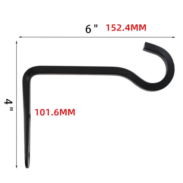Svart Metall Väggkrok - 15x10cm för Hängande Korgar & Växter[JUN]