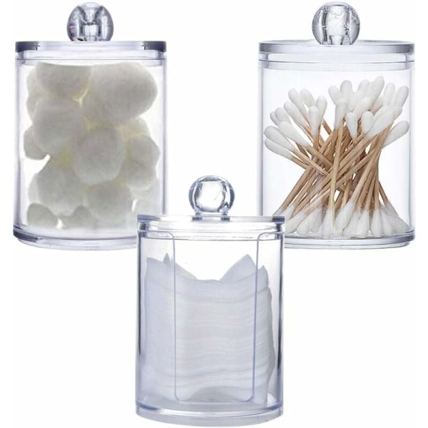 Pack Clear Acrylic Makeup Holder for Cotton Balls, Cotton Swabs