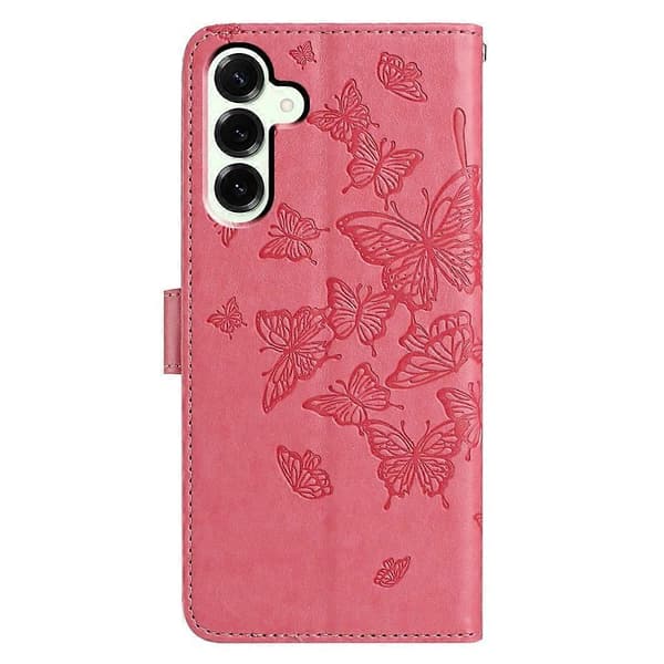 Fjärilstryck PU Läder Plånboksfodral för Samsung Galaxy S25 FE[JUN] Pink