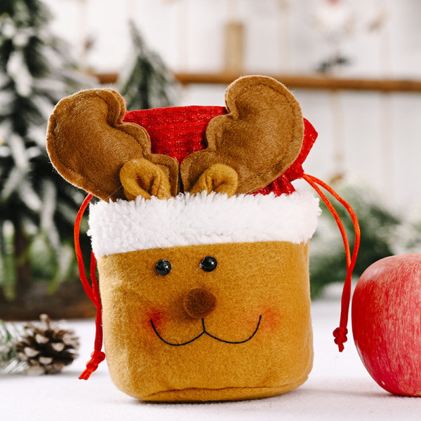 Juldekorasjoner Pakke Linneficka Eplepose Godispose Gavepose for barn (Snømann i skinnende stoff)