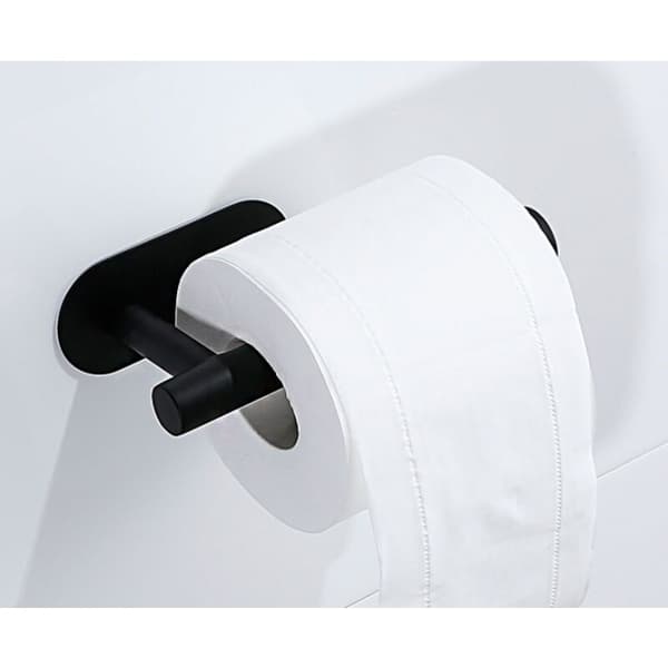 Selvklæbende toiletpapirholder, borefri toiletpapirholder i rustfrit stål - Sort[JUN]