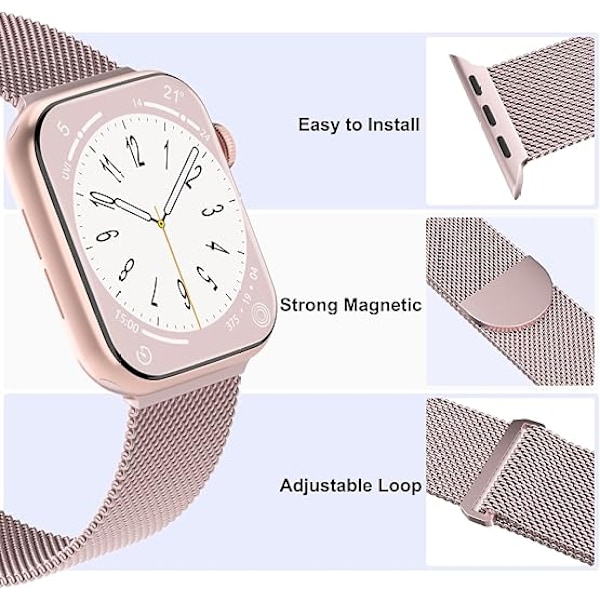 3-pakks mesh metallremmer kompatibel med Apple Watch-rem 42mm 44mm 45mm 49mm, rustfritt stål magnetisk løkkestropp for iWatch Ultra/2 menn kvinner