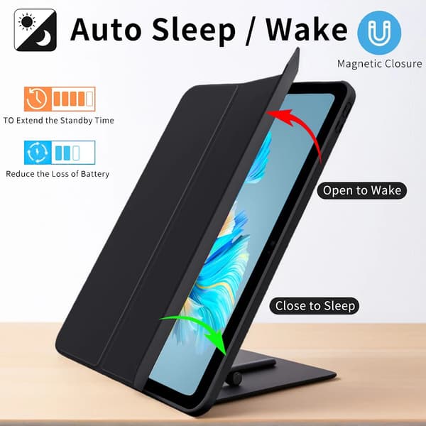 Tri-Fold Stand Case til iPad 11 (2025/2022) med Blød TPU Bagside - Grå[JUN] iPad 10th 11th Gen Gray