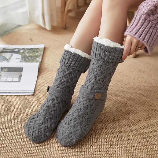 Winter Christmas Fuzzy Socks for Women 1 pack Dark Grey?