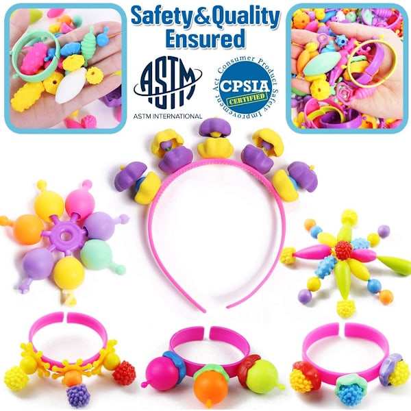 500+ Snap Beads för barn Smyckestillverkning - Flickors pysselleksaker, DIY Armbandsset, Kreativ present till flickor 3+[JUN]