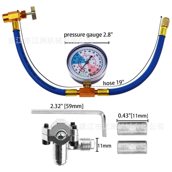 R134a Bil AC-system Gaspåfyldningsværktøj med trykmåler Klimaanlæg Kølemiddel