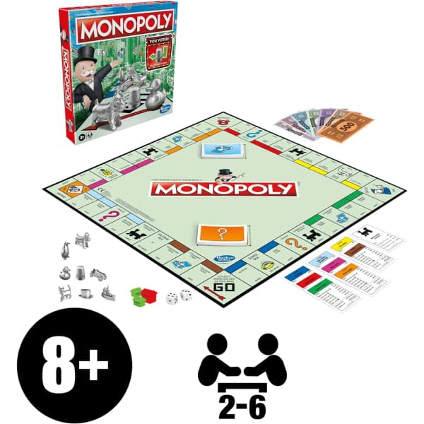Monopoly brætspil til 2-6 spillere, 8 år og opefter [JUN]