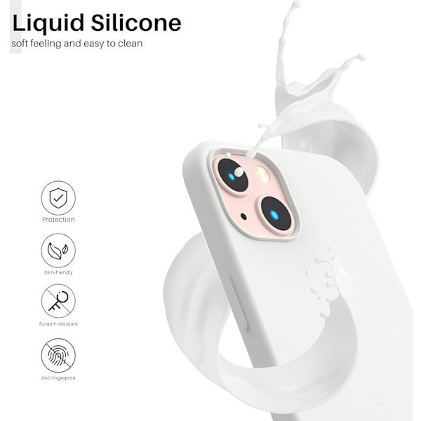 iPhone 13 Case, Liquid Silicone Case for 6.1 inch iPhone 13, Ultra-Thin Case, Shockproof Protective Soft Case with Full Coverage White White White