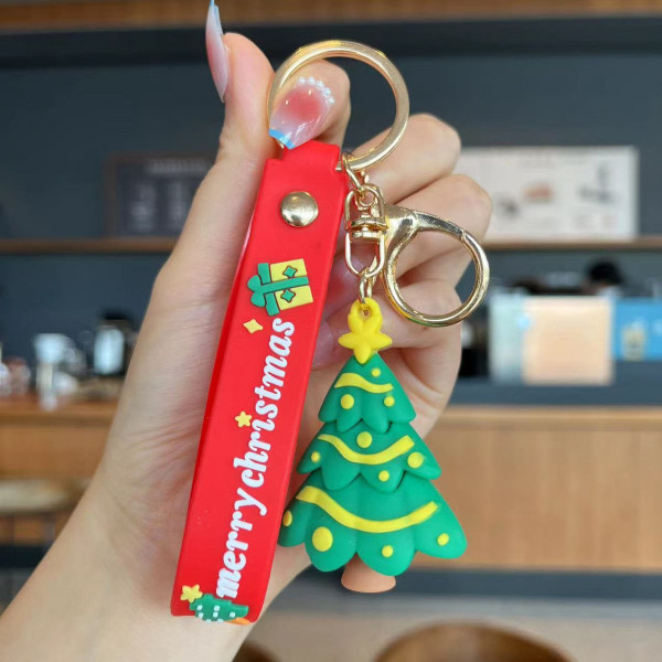 1 st julnyckelring gummiträd nyckelring jultema tecknad presentnyckelring nyckelring till väska handväska