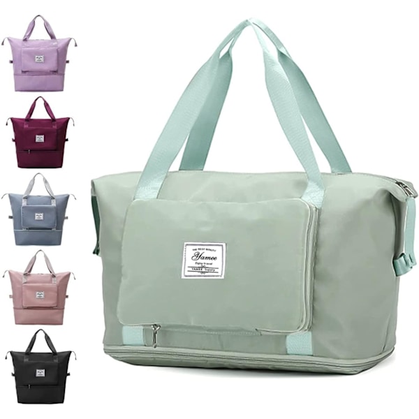 Foldbar Rejsekuffert, Letvægts Vandtæt Håndbagage med Fast Rem, Design med Tør-Våd Separation[JUN] green