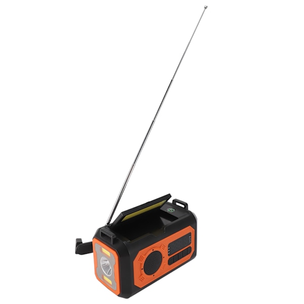 12000mAh Nødradio med Håndsving, Solceller, Lommelygte, Læselampe, Kompas, Telefonoplader, Bærbar Radio AM FM NOAA