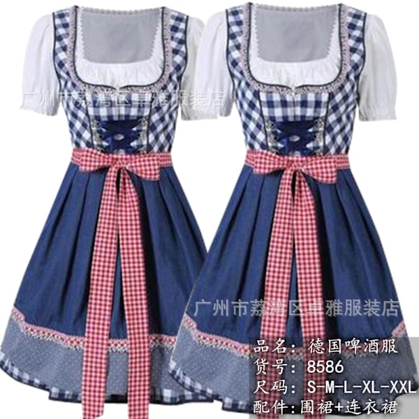 Baijerilainen Oktoberfest Dirndl -mekko saksalainen olutfestivaalin asu[JUN] Navy L