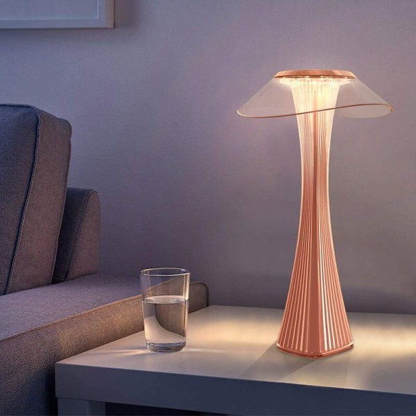 Dæmpbar USB bordlampe Genopladelig sengelampe - Rosa LED nær