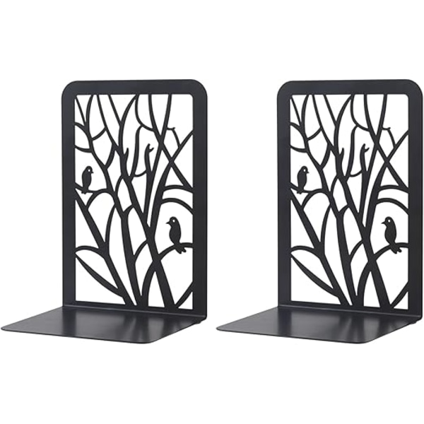 Bokstöd i Metall (Svart), 1 Par Bokstöd för Barn, Träddesign