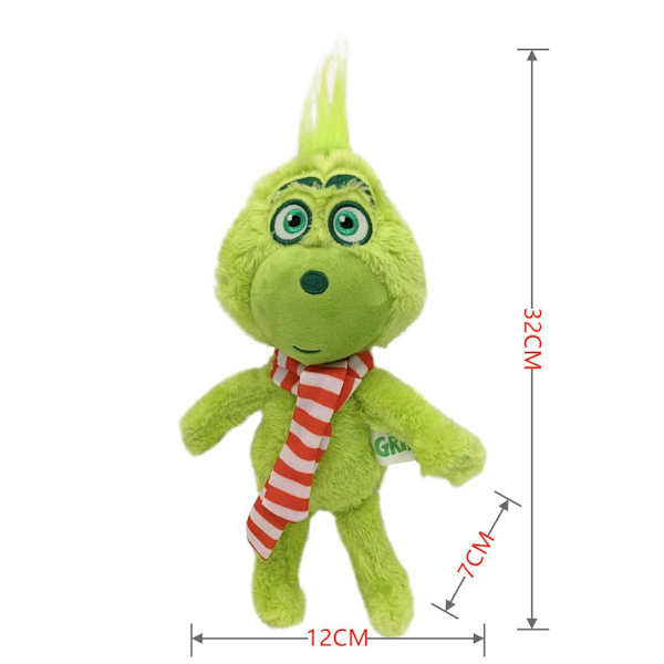Mub - Joulupukki Grinch Pehmolelu Vihreä Hiukset Grinch Lapsi Piirretty Nuken Nukke Scarf Grinch