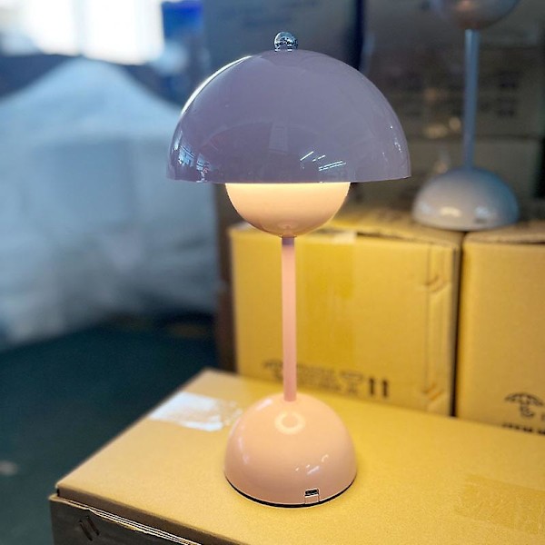 Svampblomstret Genopladelig LED-Bordlampe, Natlampe til Soveværelse, Spisebord, Enkel Moderne Dekoration af Høj Kvalitet -CH -GLS Grey