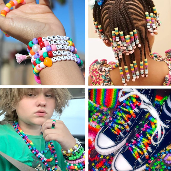 2350 stk, 64 farver, ponyperler til armbånd og halskæder, regnbue håndværk perler og elastiske snore, bogstavperler sæt til G Silve Silver 64 colors