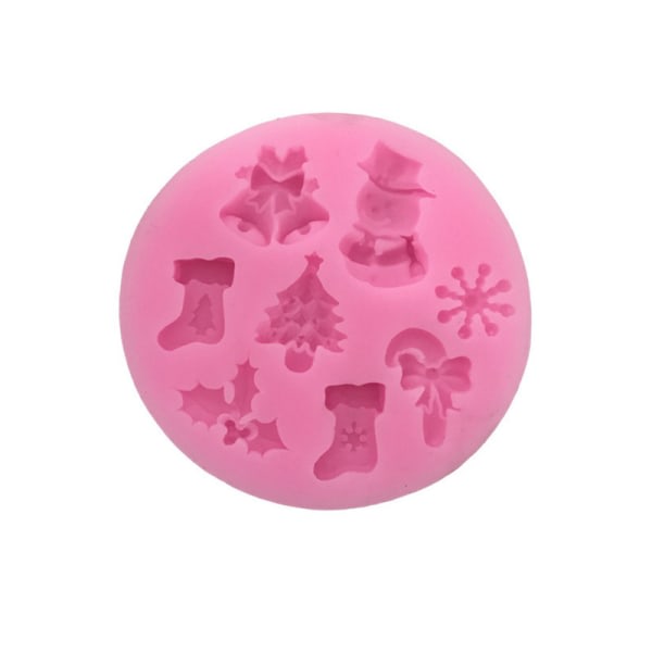 Julgran Snögubbe Jingle Bells Strumpor Snöflinga Flytande Form för Hantverk Dekorationsmodell (Rosa)