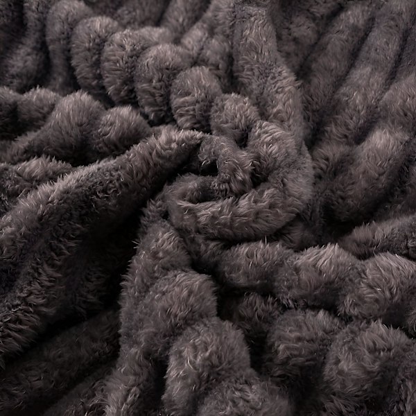 Børstet fleece tæppe, perfekt sofa- og sengeplaid 120*200CM, super blød og behagelig fornemmelse, perfekt til at varme op for alle familiemedlemmer (mørkegrå)