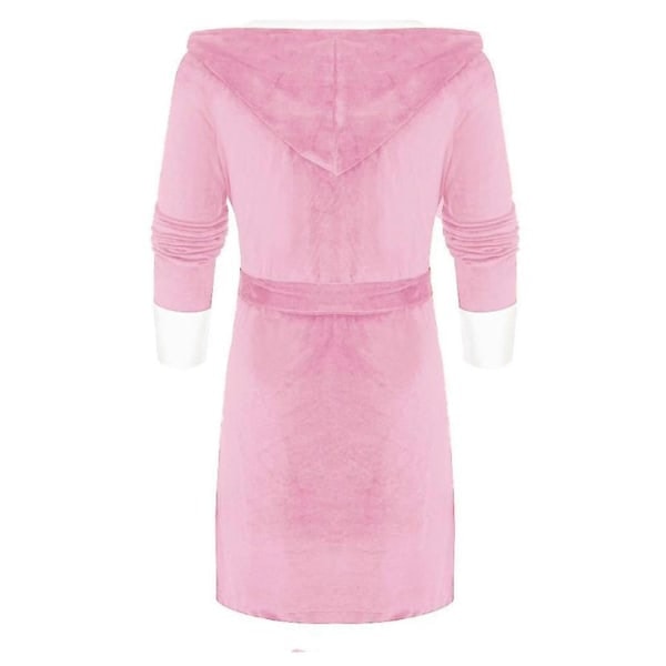 Kvinners Sherpa Fleece Morgenkåpe Myk Morgenkåpe Hette Plysj Håndkle Badkåpe Rosa Rosa