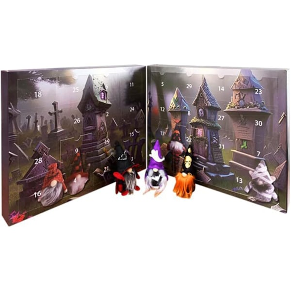 2024 Halloween Countdown Calendar and Collectibles Doll Toys, Dwarf Puzzle Advent Calendar Home Decor for Kids