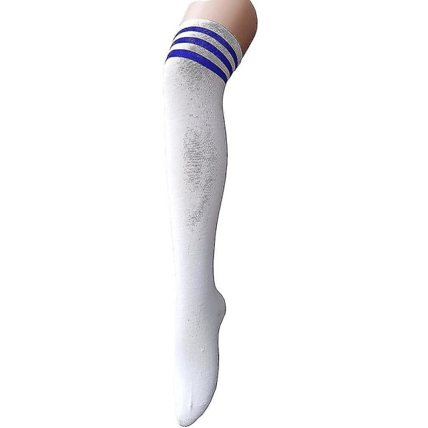 Pairs Women's Knee High Socks White 3 Stripes Over The Knee Sock