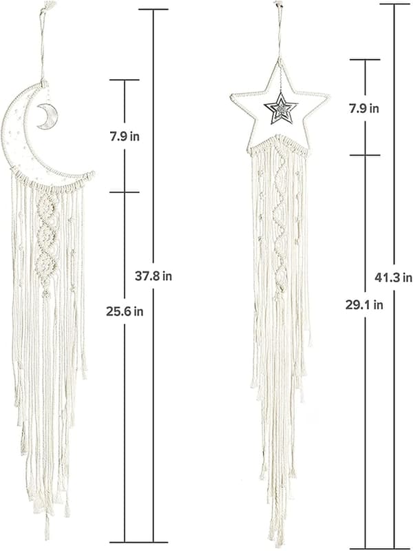 Boho Måne og Stjerne Drømmefangere for Barnerom og Veggdekor, Julehjemdekorasjon [JUN]