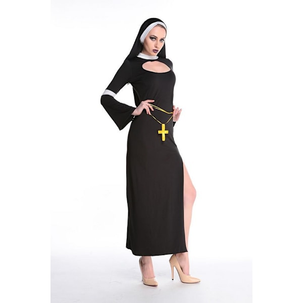 Halloween Kvinnelig Prest Cosplay Kostyme Kryss Prest Kostyme Nonne Cosplay Munk Kostyme Spill Kostyme M