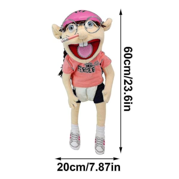 Suuri 60 cm Jeffy-pehmolelu hatulla - käsinukke ja toimintahahmo [JUN]