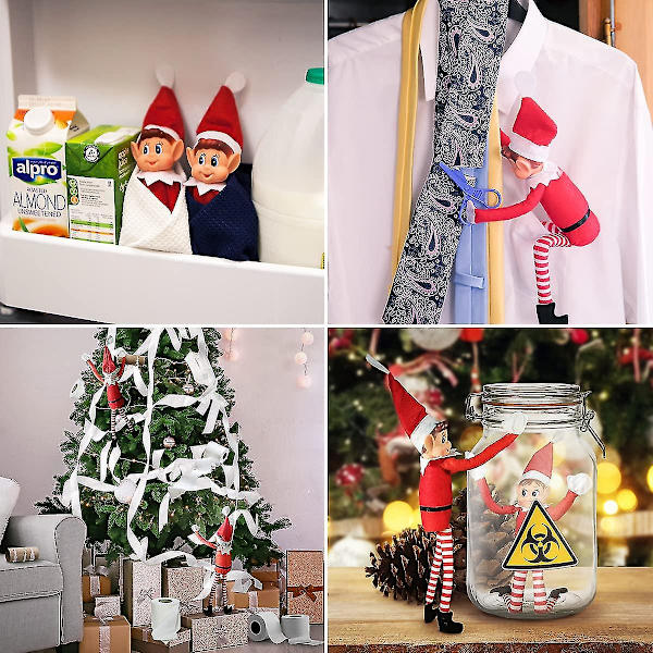 1. Elf der opfører sig dårligt med velcro i hånden - Langbenet Elf Blød Plys - Julnyhed - Elf med hat og pig Jul kk