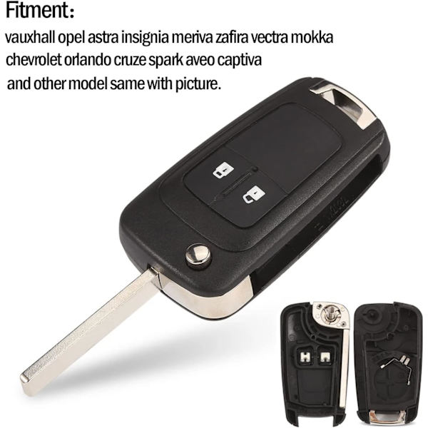 2 painikkeinen avaimenperä autoavaimen kotelo korvaava levy yhteensopiva Vauxhall Opel Astra Insignia Vectra Zafira Meriva Mokka avaimen kuori (terällä 2 knappar (1 st)