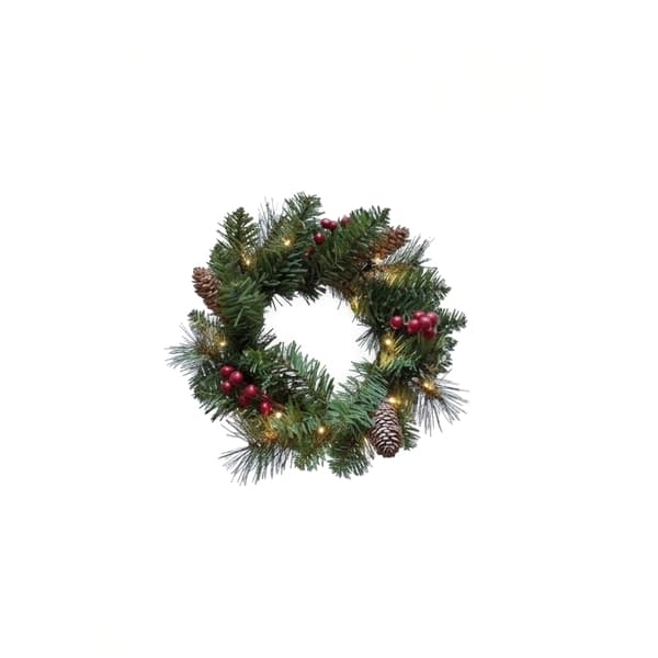 Dekorativ julekrans med lys til hoveddøren 30 cm