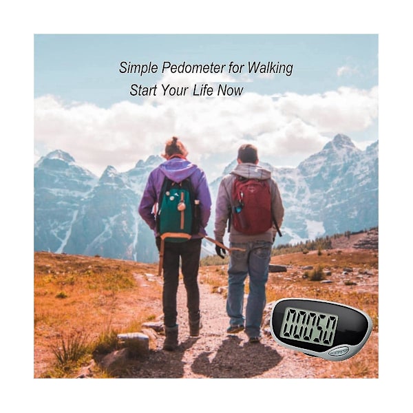 Stegräknare för promenader, exakt pedometer med stor display och bältesklämma för män, kvinnor, barn och seniorer
