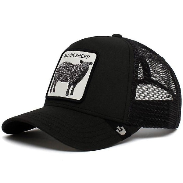Alennusmyynti Eläin Cap Auringonsuoja Mesh Kirjonta Trucker Hat Musta ge Black goat