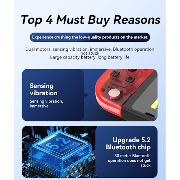 Ohjain LED, yhteensopiva JoyCon Nintendo Switch:n kanssa, Punainen_v (YJD) Red RED/BLUE