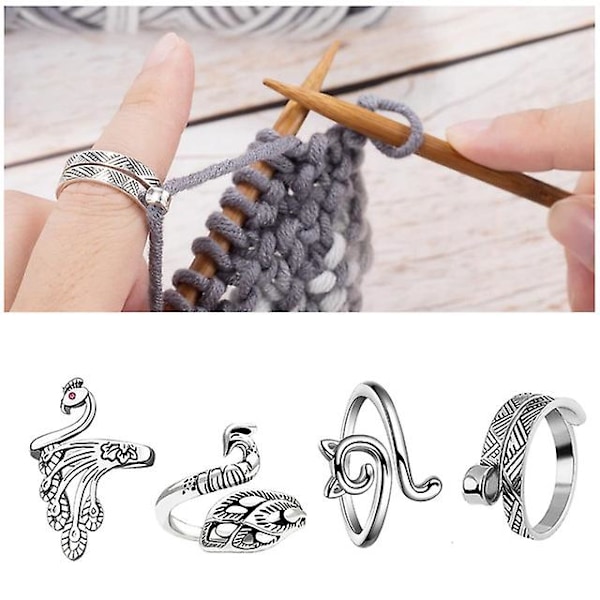 4-pack virkningsspänningsringar för stickning, virkningsringar