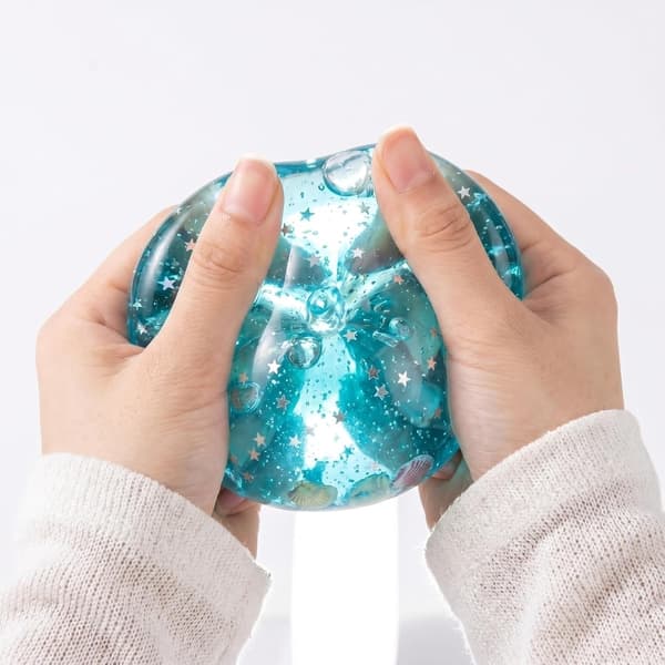Blå Ocean Slushy Æble Squishy, Gelfyldte Fidget Klemmelegetøj til Angstlindring