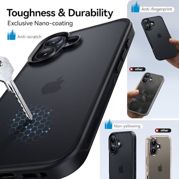 Matte Finish Slim Hard Case Kompatibel med iPhone 17 - Sort[JUN]