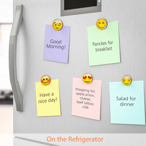 Magneettiset emojit, 12-pakkaus 3D-lasisia hymiöemojeja jääkaappimagneetteja jääkaapille ja valkotaululle (1,18 tuumaa) Emoji-tyylit Satunnaisesti