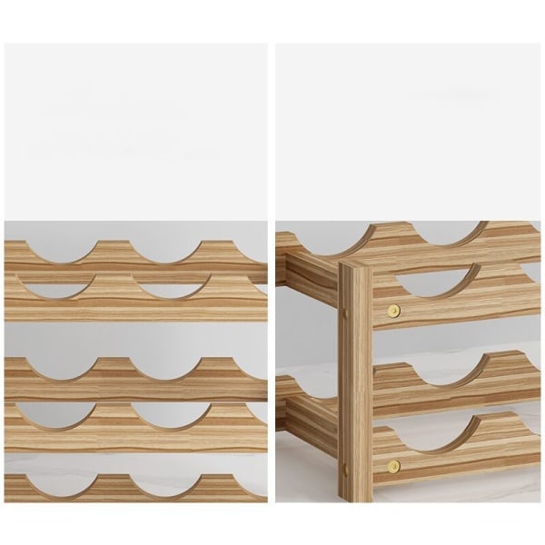Vinställ Horisontellt, 4 Hyllor, 12 Flaskor, Trä, 33,5x22,3x39,5 cm, Furu (Naturlig)