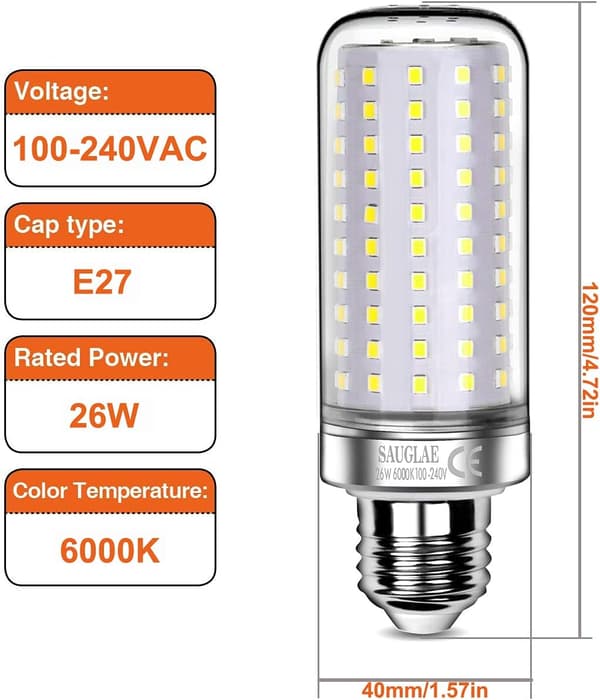 26W LED-lamput 200W vastaava 3000LM E27 - 3 kpl[JUN]