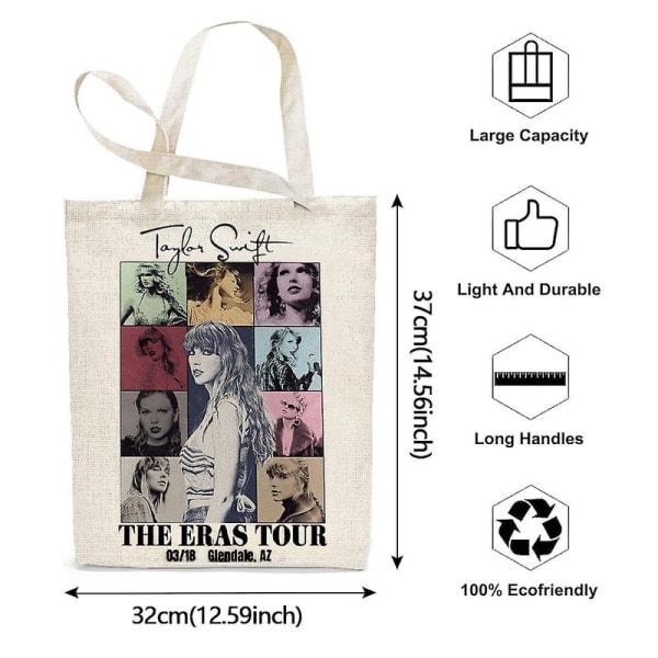 Taylor Swift-inspirerede totebags til kvinder - Bærbar organiseringspose - Gave til musikelskende og Swiftie DB-fans