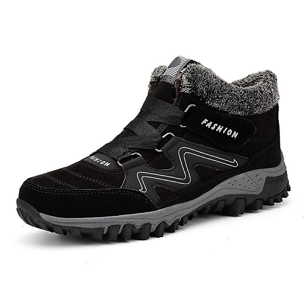 Vattentäta snöstövlar för män och kvinnor, halkfria sneakers med pälsfoder, vintervarma skor 2K6137 Svart Black 41