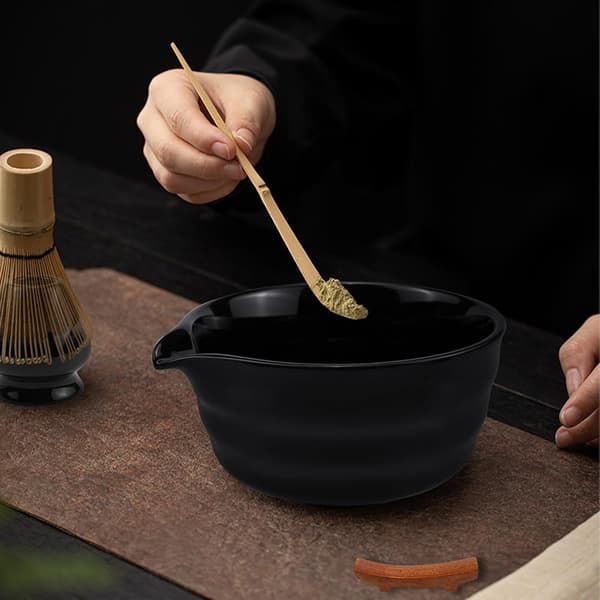 5-delt sort Matcha te-ceremonisæt med piskeris og holder [JUN] black