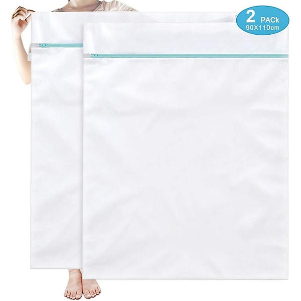 Stort Vasknett Vaskpose XXL 90x110cm 2-pak Vaskposer Gjenbrukbare Vaskposer med Glidelås Store for Vaskposer Vaskpose Vaskemaskin
