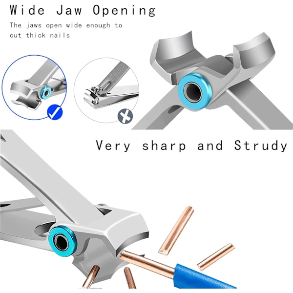 Nagelklippare set, tånagelklippare för tjocka naglar, fingernagelklippare för män kvinnor silver